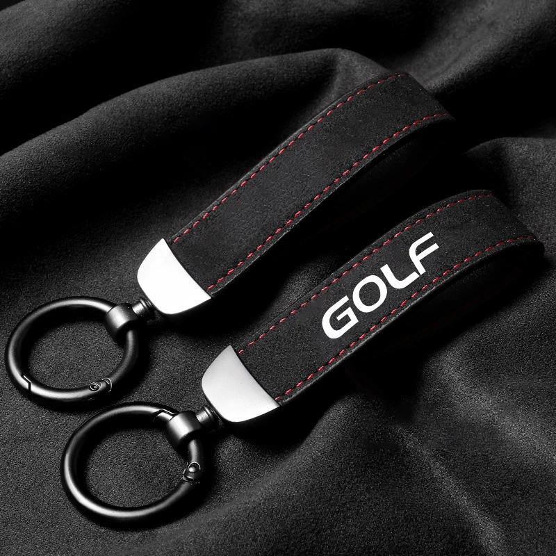 Suede Car Logo Keychain Pendant Keyring Chain Jewelry Men Gift For VW Volkswagen GLI GOLF GTD JETTA TSI Auto Styling Accessories