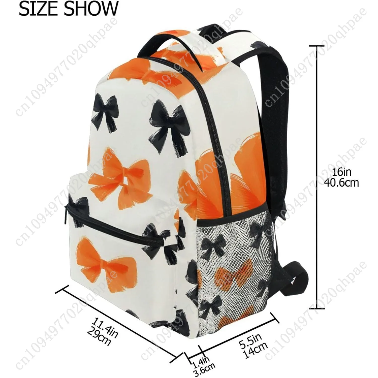 Orange Black Butterfly Bow Pattern Backpacks for Girls Boys Elementary School Bag Kids Bookbag Personalized Travel Daypack 3rd 4