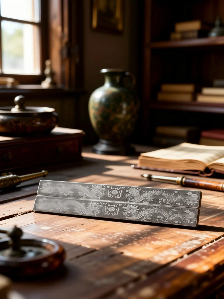 1Pair Tibetan Silver Paperweight Solid Smooth Surface Rectangular Calligraphy Supplies Paperweight Decorative Silver Paper