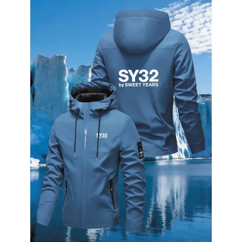 New Men's Hooded Jacket，“SY32 by SWEET YEARS” Printed Outdoor Casual Jacket，Sports Jacket，Men's Coat