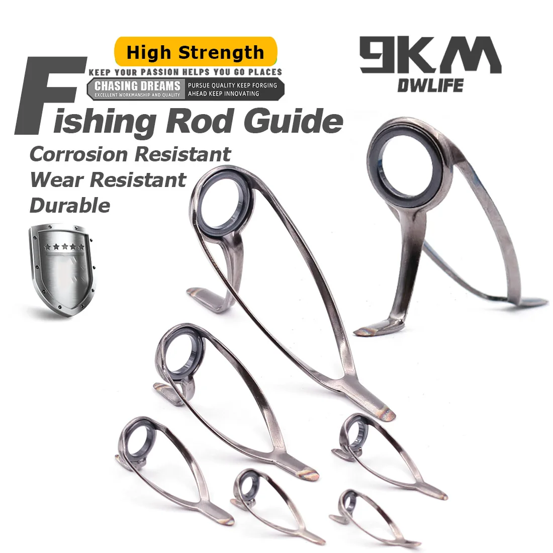 

9KM Fishing Rod Guide LC Type 10-20pcs Double Leg Fishing Rod Guides Eyes Stainless Steel Ceramic Ring for Fishing Pole Eyelets