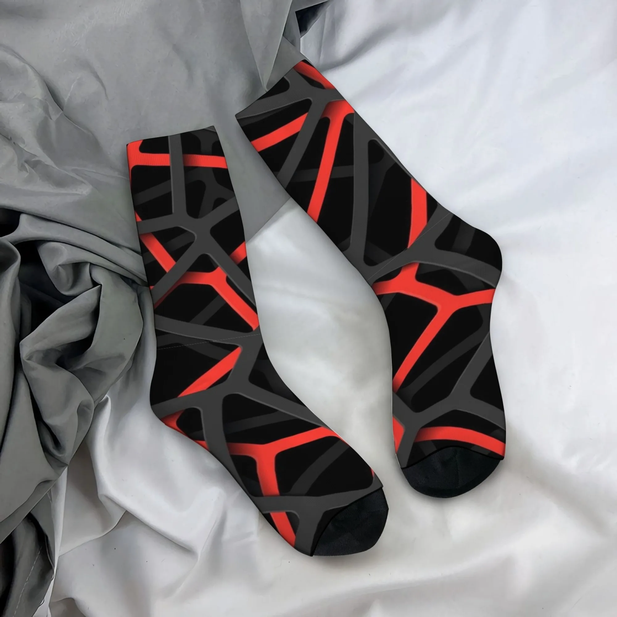Geometric Mesh Socks Soft Non-slip Durable Men's Socks Outdoor Travel Cycling Fun Parties Retro-style Fashion Edgy Graphic Socks