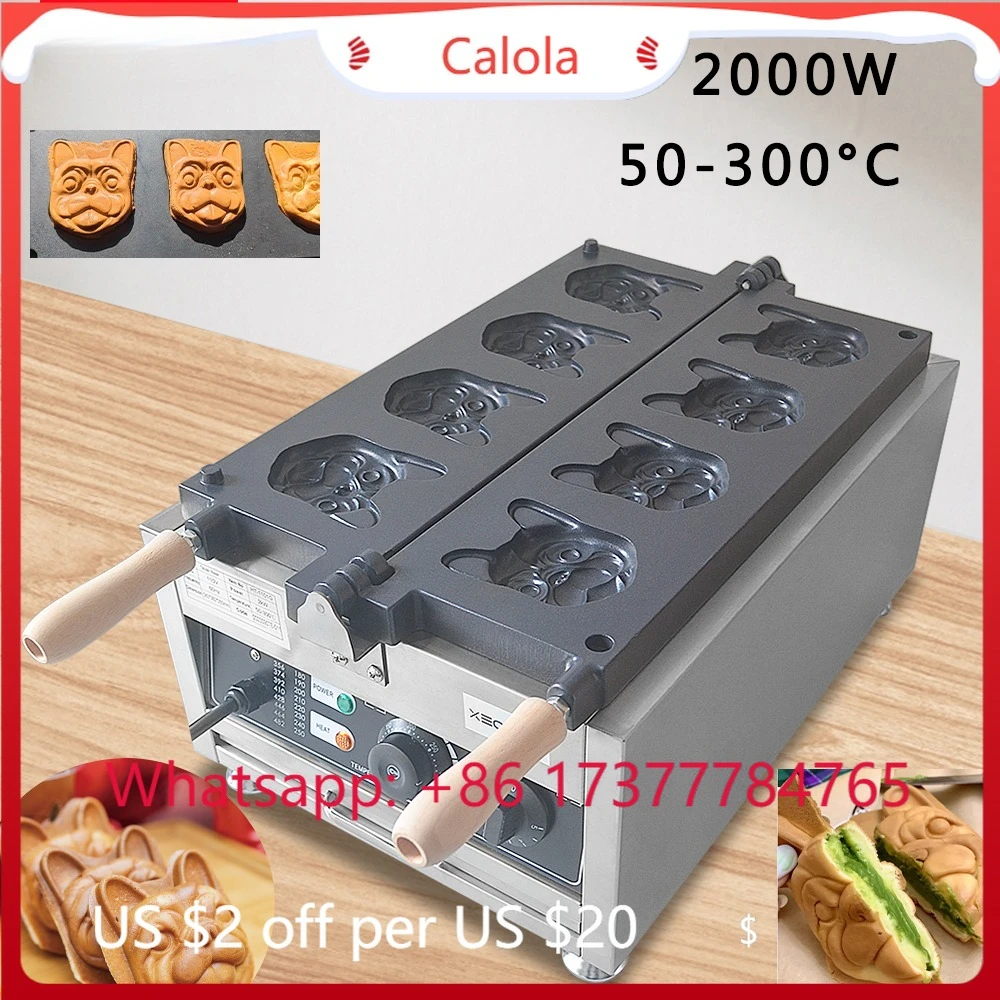 4PCS Cartoon Dog Head Taiyaki Machine XEOLEO 3000W Non-Stick Puppy Shape Waffle Maker
