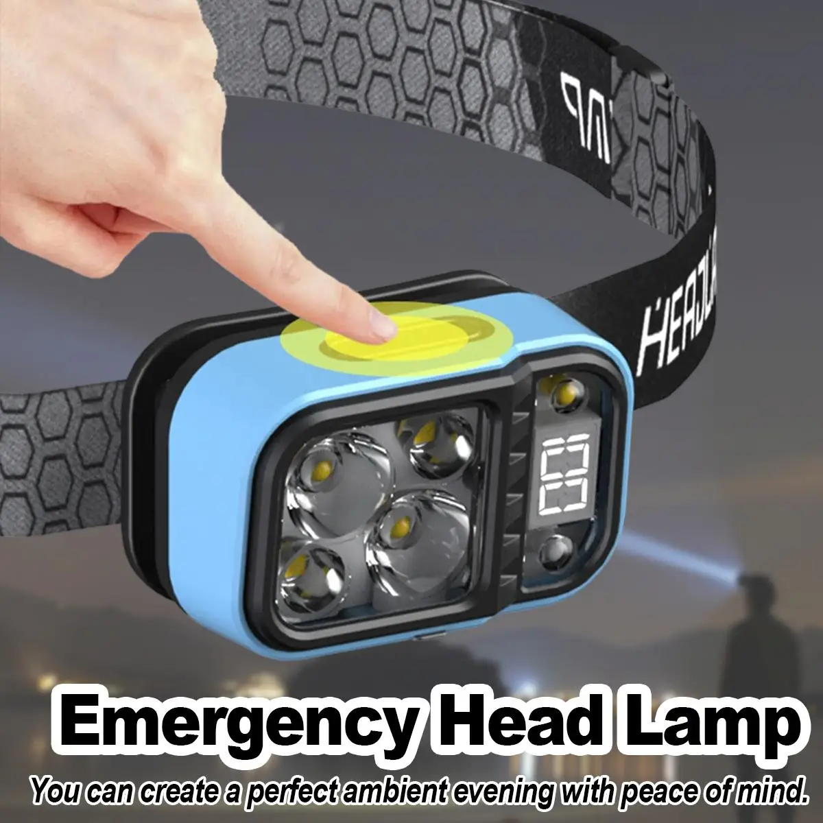 

Adjustable Led Headlamp Cob Headlight Torch Rechargeable Waterproof Motion Sensor Smart High Power With Power Display Floodlight