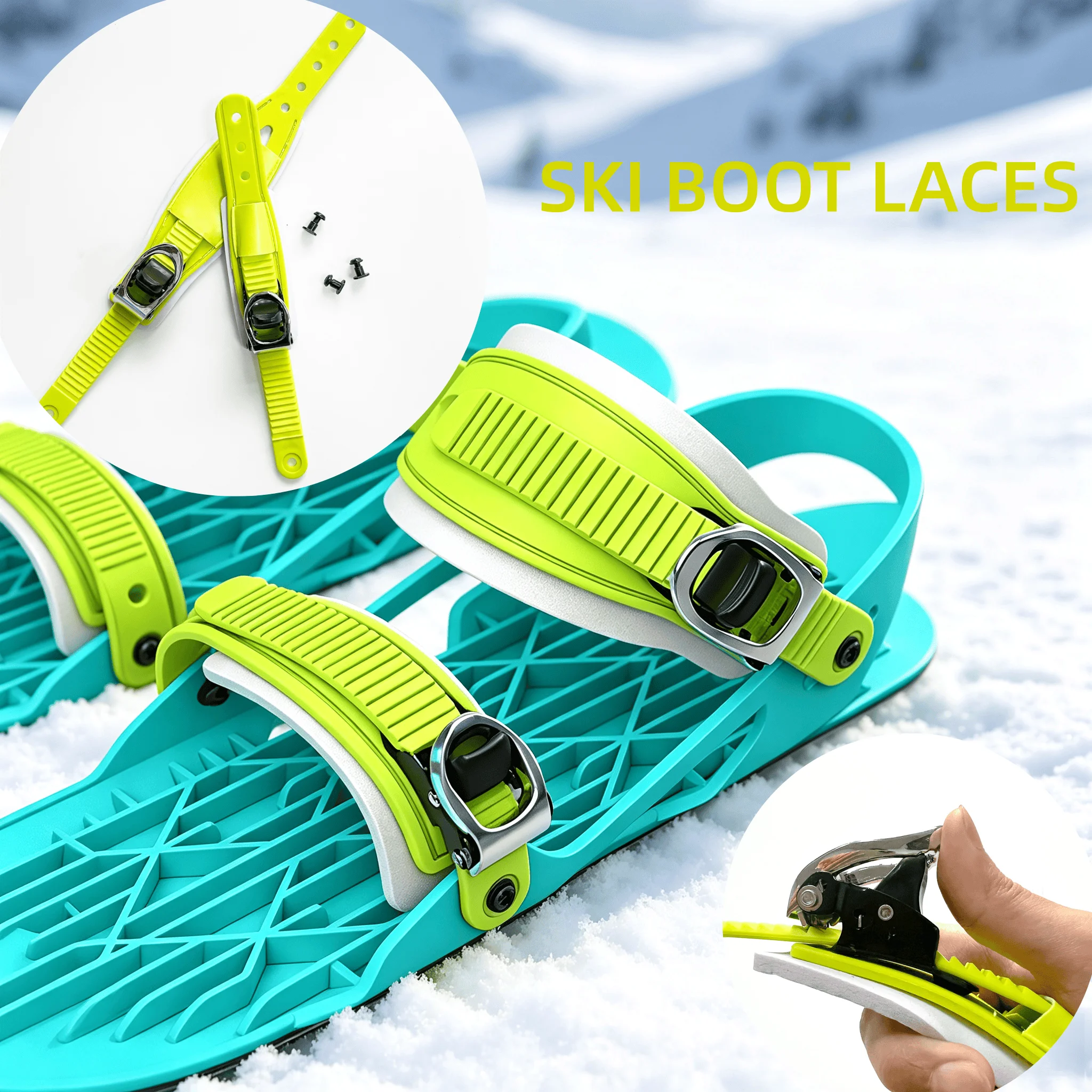 Colored Adjustable Ski Strap Binding Attachment Ratchet Tongue Ladder Secure Shoelaces for Multiple Occasions