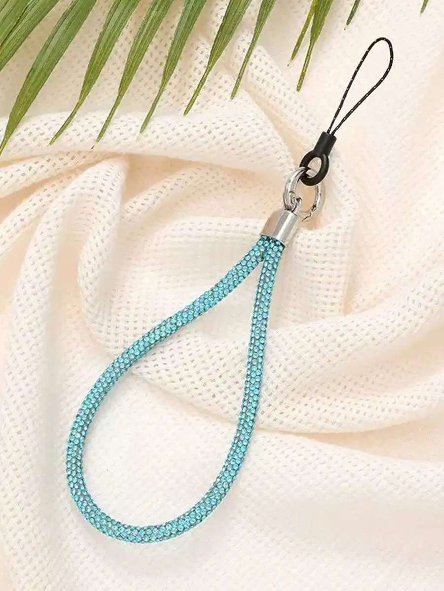 

Shiny Crystal Rhinestone Wristlet Key Chain Nylon Phone Strap For Adults