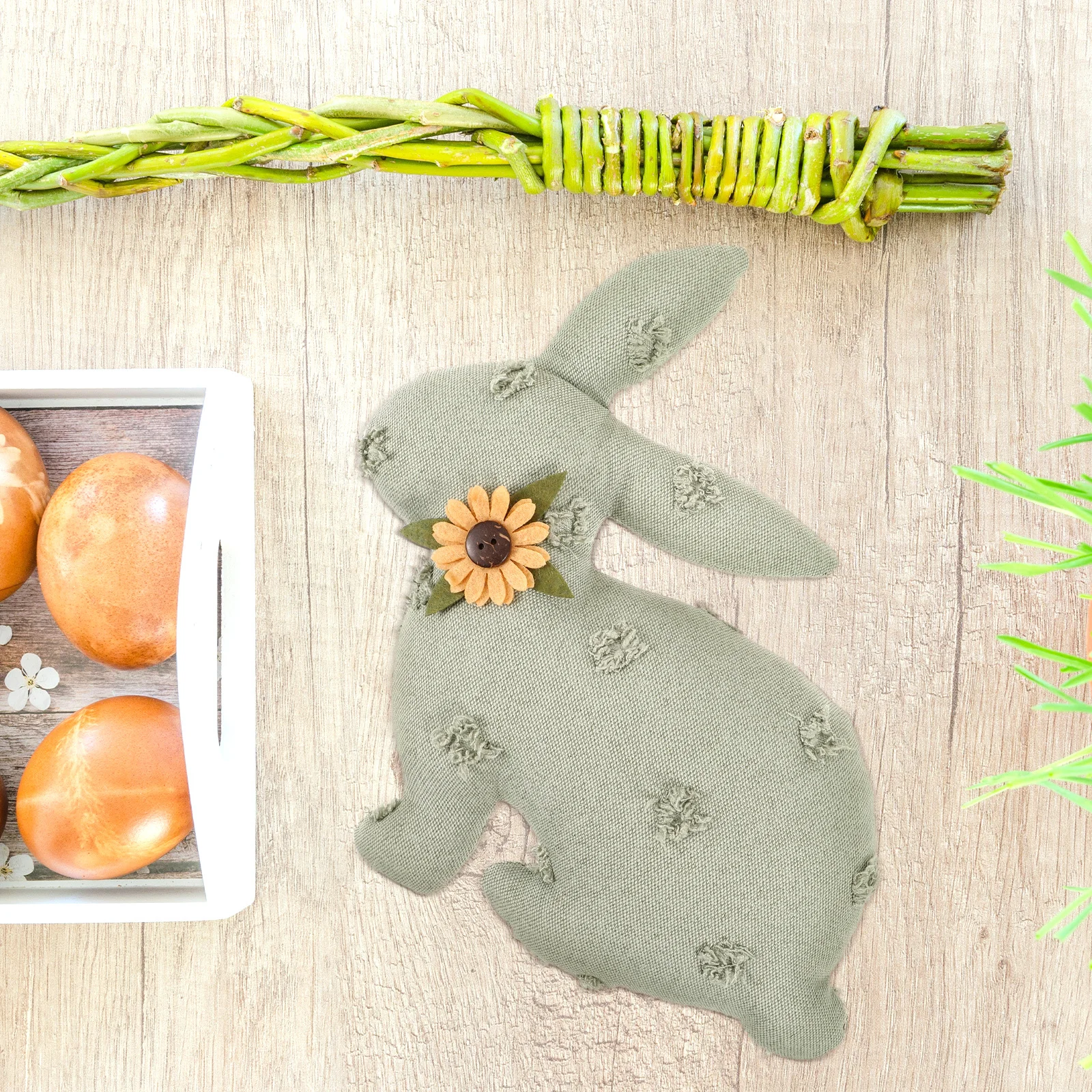 Easter Rabbit Ornament Rustic Style Stuffed Bunny Decoration for Table Sofa Bookcase Spring Holiday Home Decor Easter Party