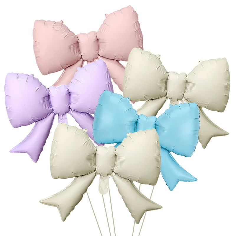 5 Stück Babyrosa Schleifenballons, Schleifenballon aus Folie für Mädchen, Geburtstagsfeier, Hochzeit, Brautparty, Valentinstag-Dekoration – Detail 4