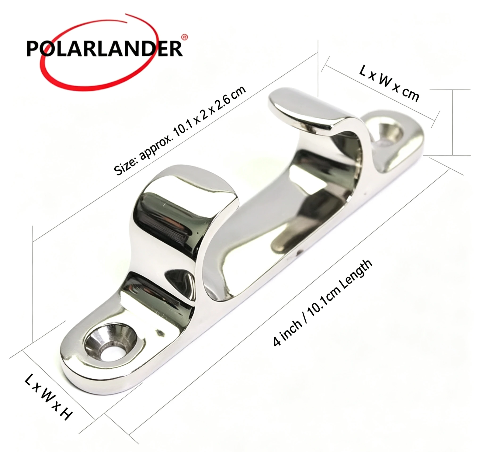 Dock Deck Cleat Line Rope Boat Yacht Marine Hardware Fitting 4 Inch Stainless Steel Mirror Polished Smooth to Touch Sliver 1 Pcs