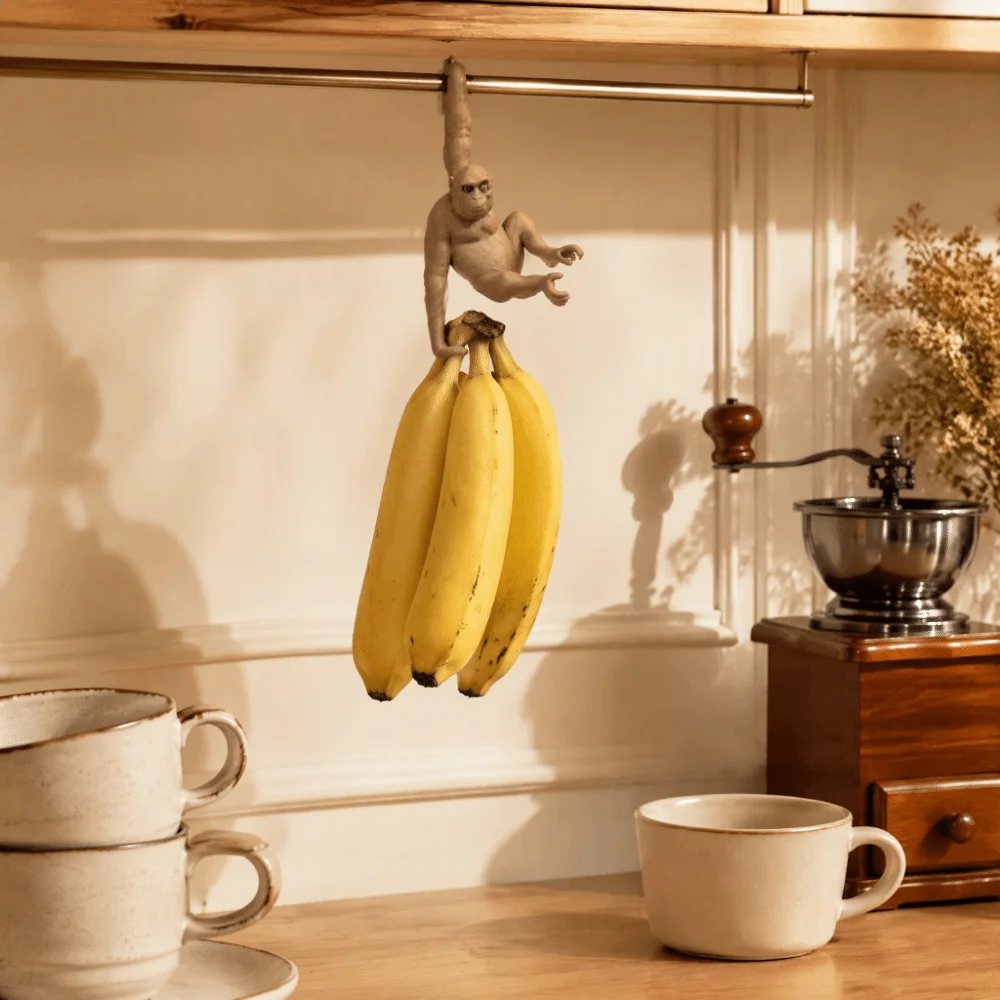 Key Hanger No-drill Monkey Shaped Hook Funny Creative Banana Balance Hook Modern Adorable Kitchen Storage Rack Living Room