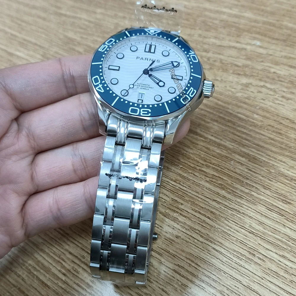 Parnis 42mm quadrante grigio orologio meccanico automatico da uomo Miyota8215 orologi con cassa in acciaio inossidabile massiccio 316L