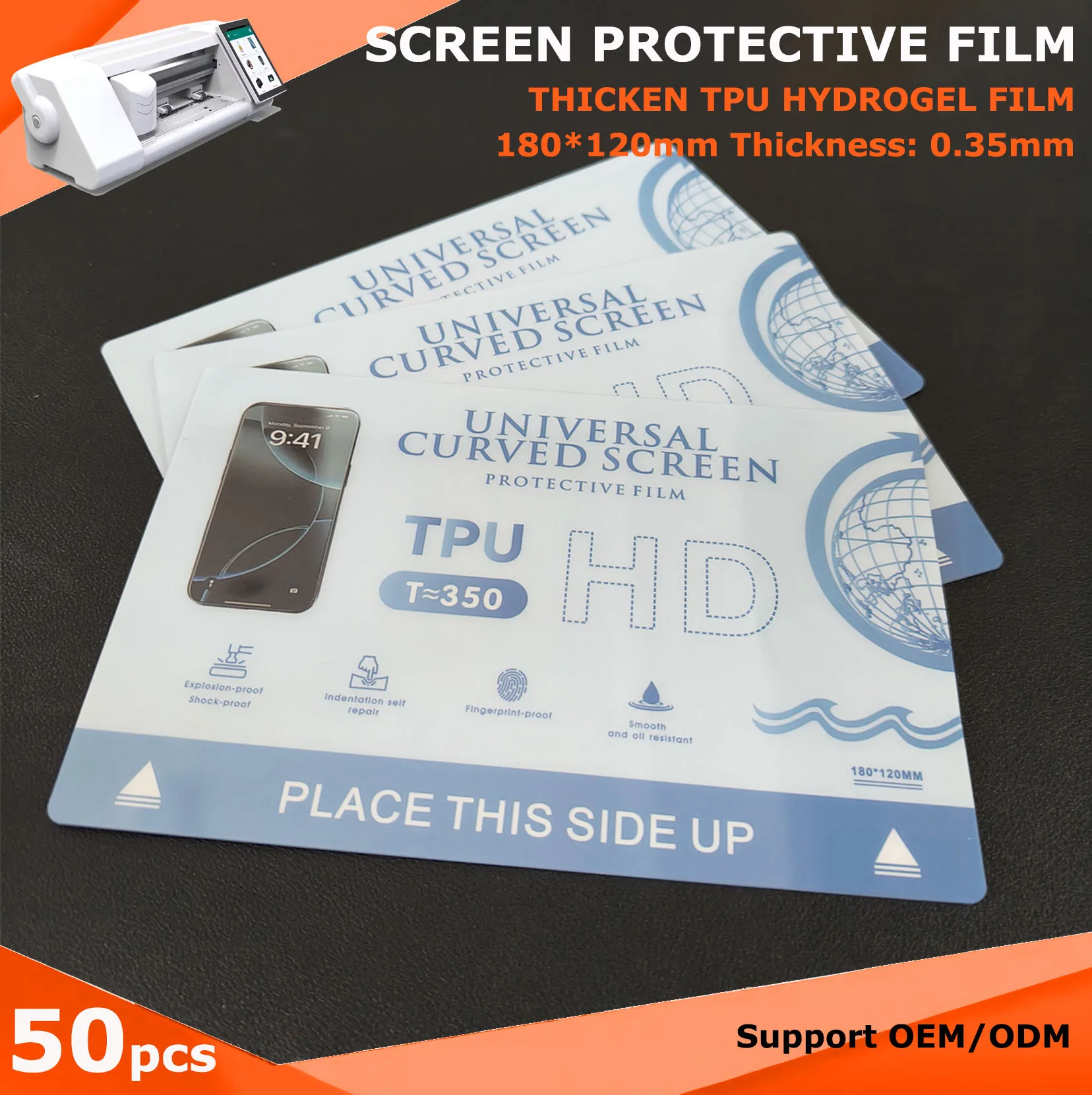 

50pcs 350um TPU Flexible Hydorgel Screen Protectors for Plotter Film Cutting Machine HD Anti-Stress Film for iPhone 17 16 15 14