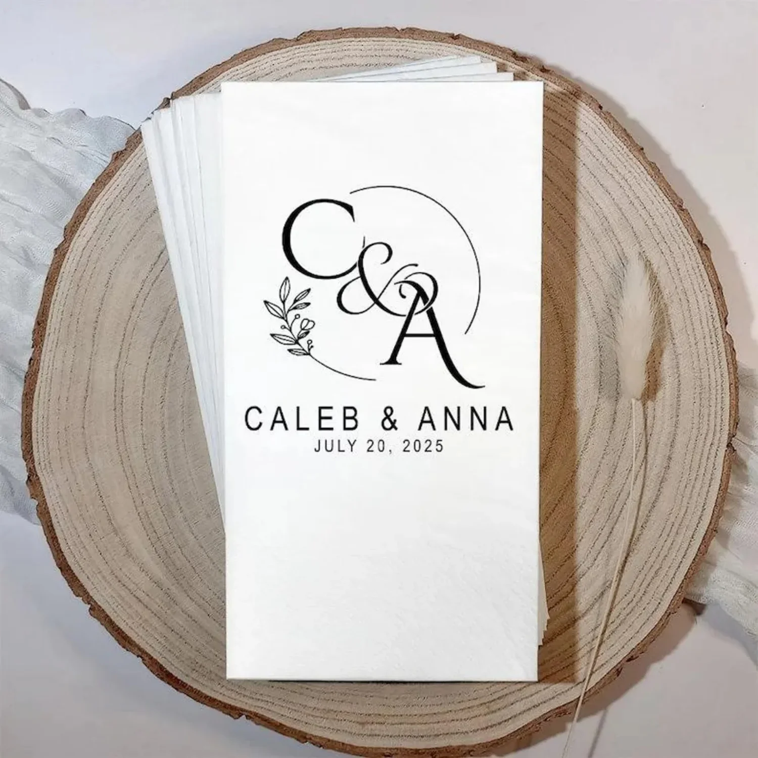 مناديل كوكتيل زفاف مخصصة: بحروف واحدة، ألوان حبر مخصصة