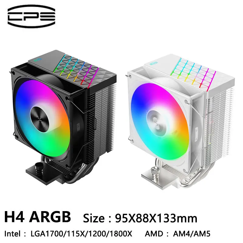 

Радиатор воздушного охлаждения ЦП PCcooler H4 4, TDP180W/92 см вентилятор/Поддержка LGA1700/115X/1200/AM5/AM4