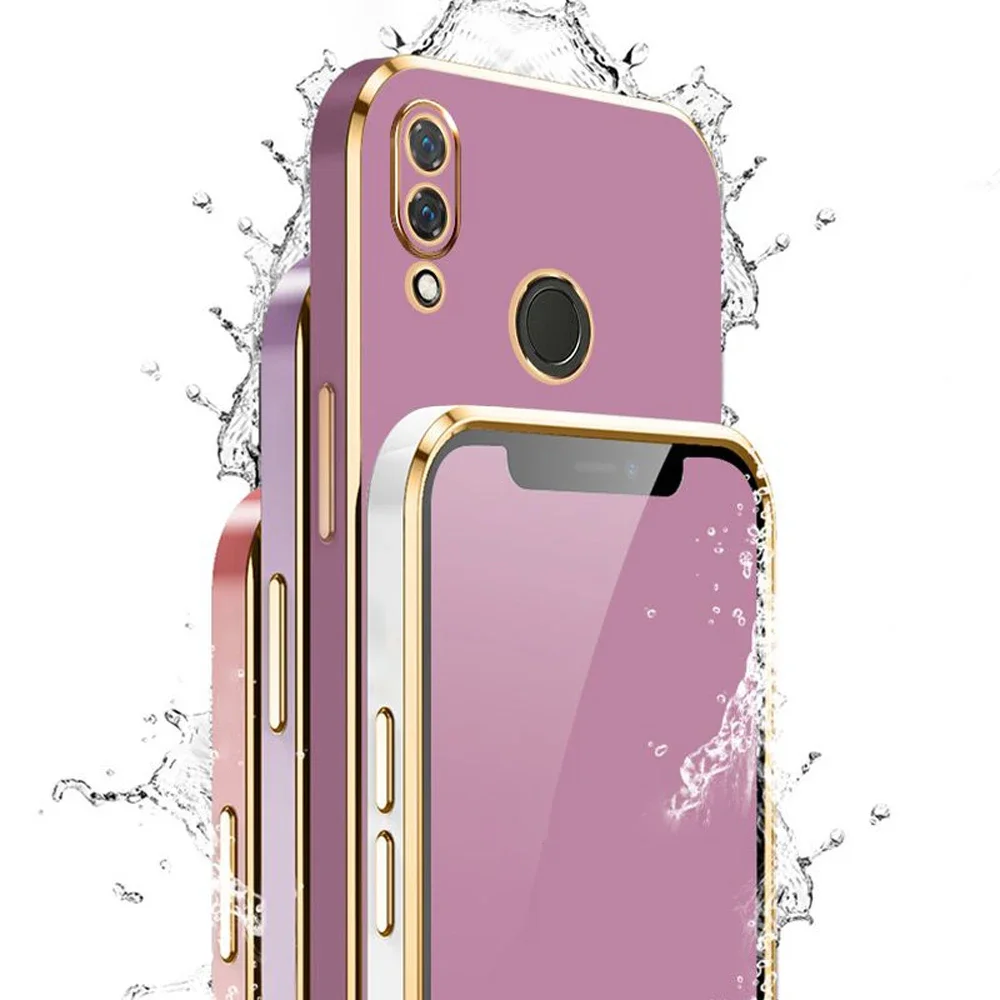 For Huawei Y9 2019 Case Luxury Square Plating Huawei Y9 2019 Phone Case JKM-LX1 ShockProof Soft TPU Silicone Back Cover Fundas