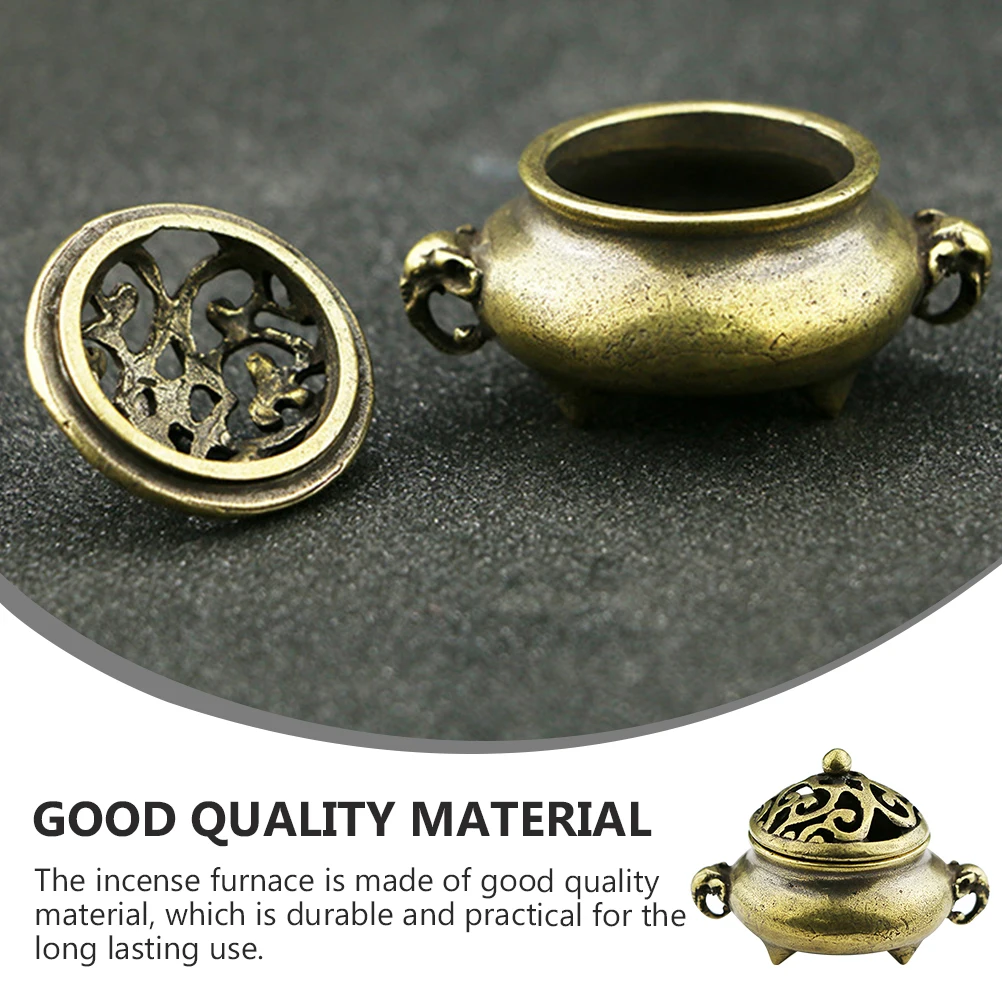 

1pc Decorative Brass Incense Furnace Compact Desktop Censer Adornment Aromatherapy Burner For Bedroom Office Study Sturdy Craft