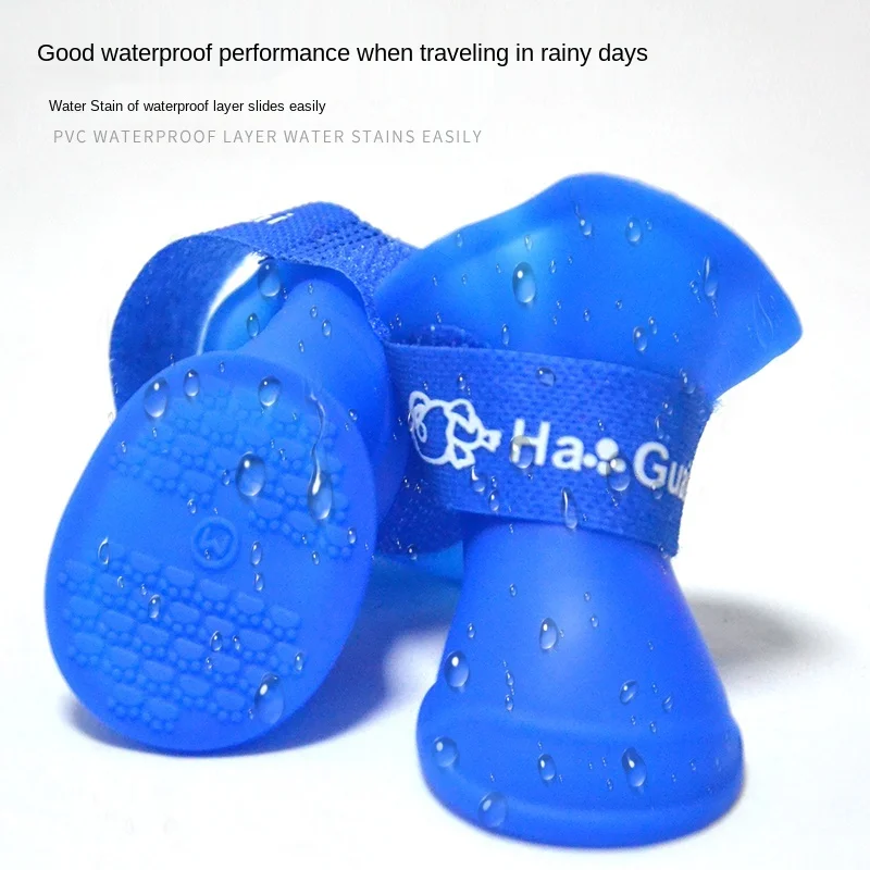 Dog Shoes Waterproof Shoes a Set of 4 Teddy Puppy Bichon Small Dog Rain Boots Pet Booties Silicone Rain Boots