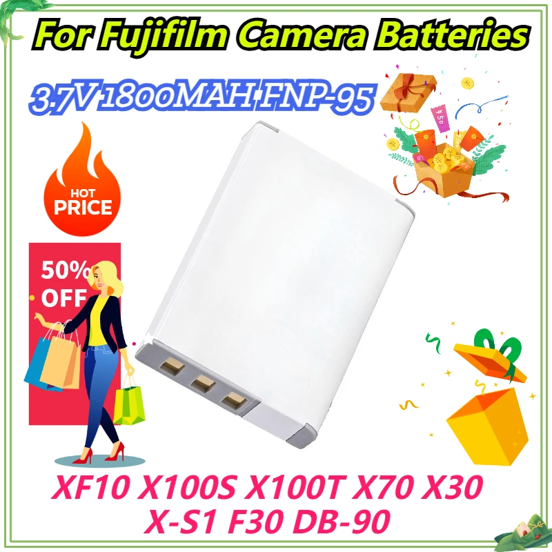

3.7V 1800MAH FNP-95 Battery For Fujifilm XF10 X100S X100T X70 X30 X-S1 F30 DB-90 Camera Batteries