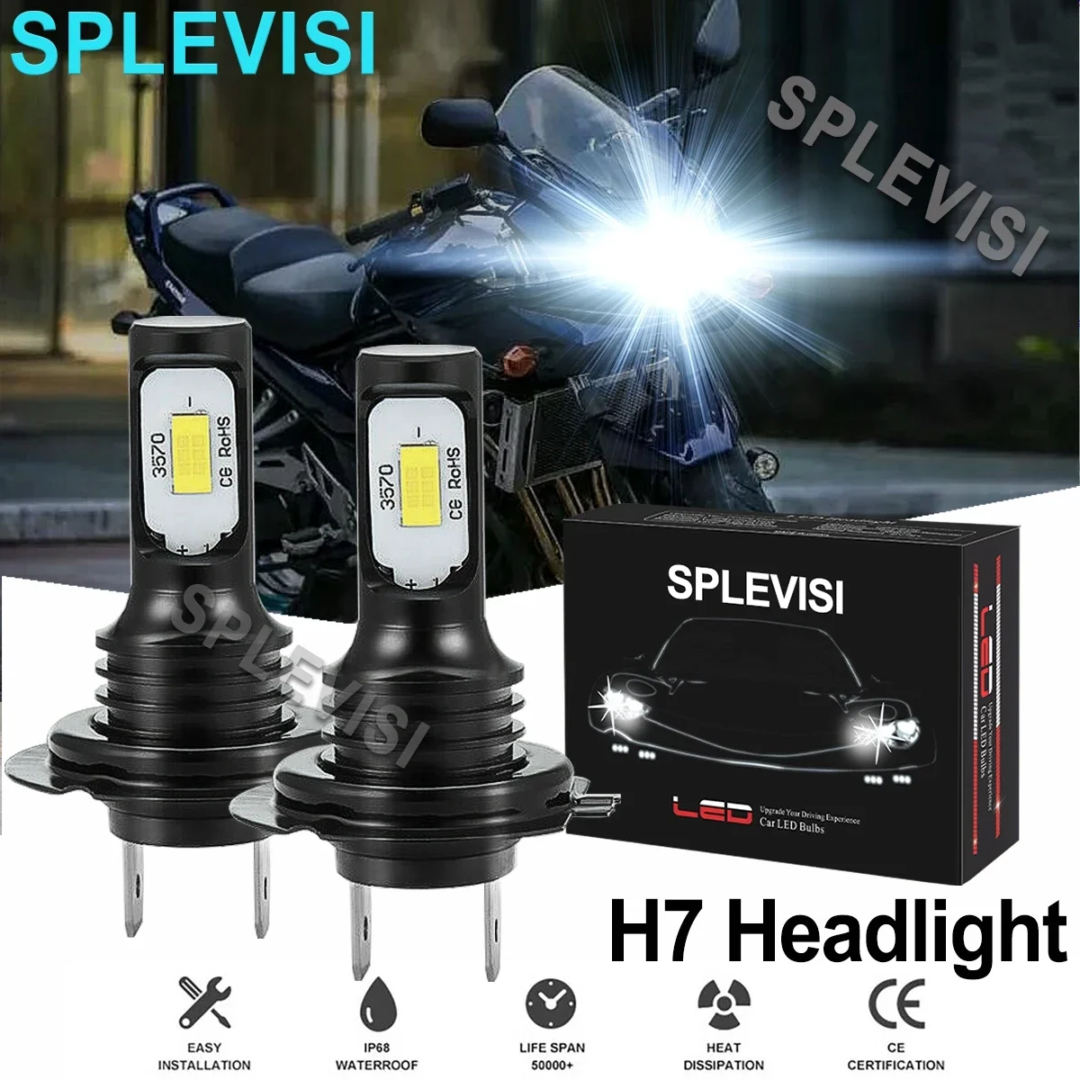 

2x70W 6000k pure white Motorcycle LED Headlight Kit For Suzuki Bandit Gsf1250s Gsf1250sa 20072008 2009