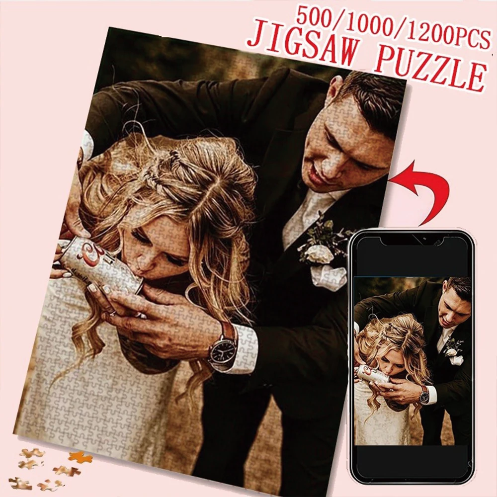 35/300/500/1000pcs Personalized Custom Photo Puzzle Wedding Photos Creative Commemorative Gift Families Games