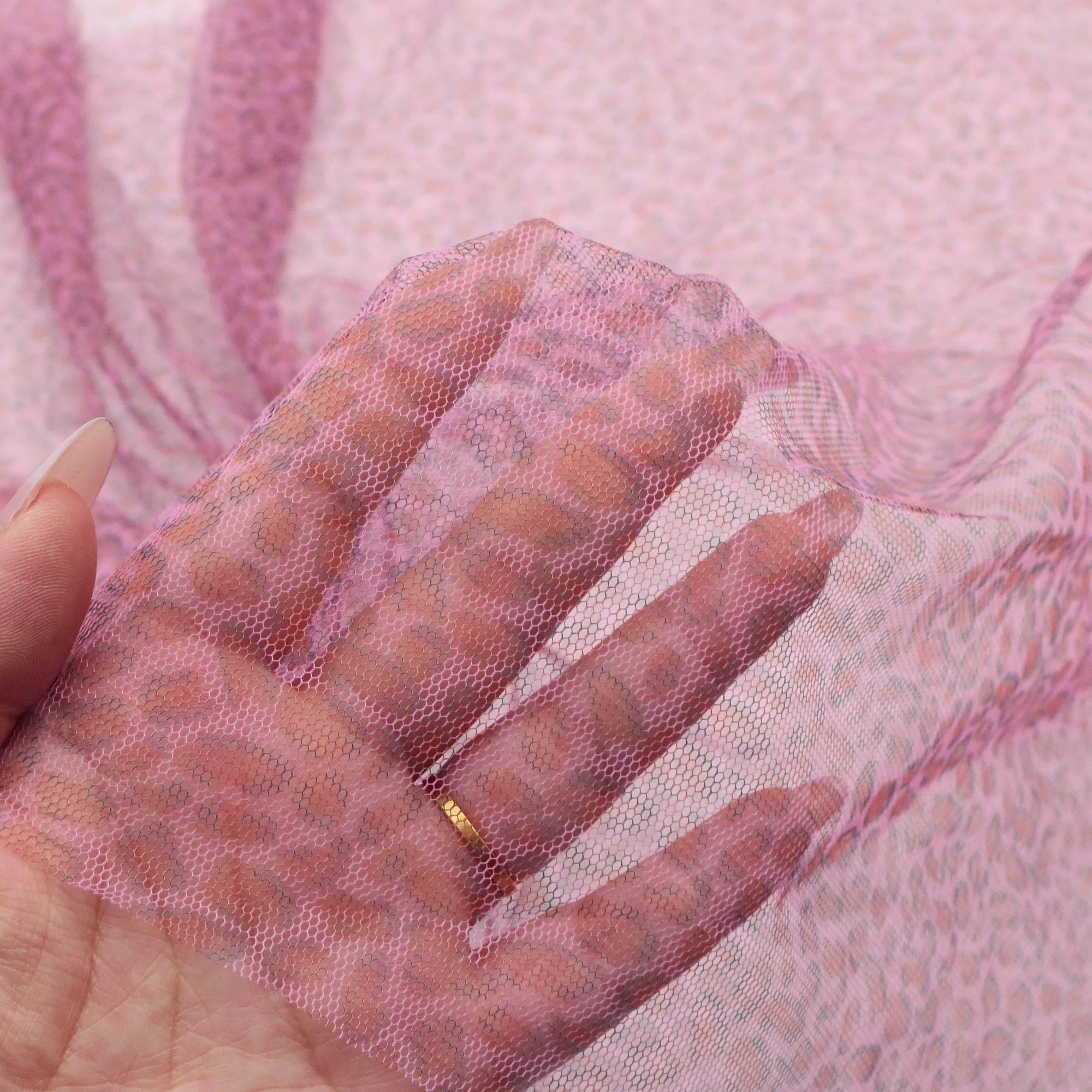 Pre-cut 1Pc Sexy Leopard pink Print Sheer Tulle Fabric Mesh Fabric, 19.68x59.05inch Pre-cut Tulle Fabric, Ideal