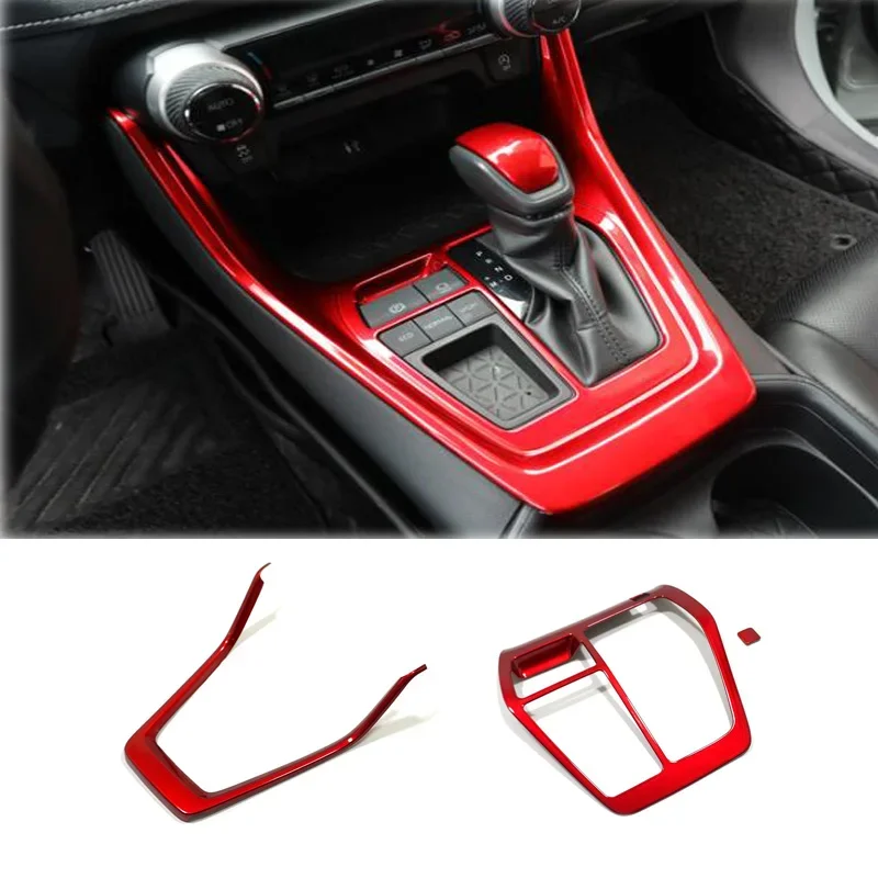 

For Toyota RAV4 2019 2020-2023 2024 abs red color Car Interior Accessories Console Gear Shift Panel AC Window Switch Cover Trims