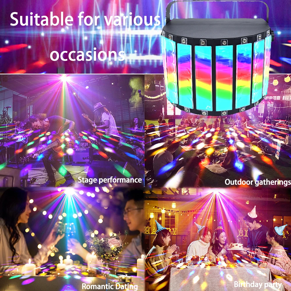 DMA Stage Music RGB Bluetooth Disco Light Bar Bounce Laser Light Wedding Birthday Party Remote Control Butterfly Light