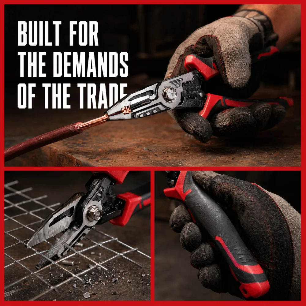 Multifunctional Wire Stripping Pliers Anti Slip Handle Professional Grade Wire Cutters Rustproof Ergonomic Grip