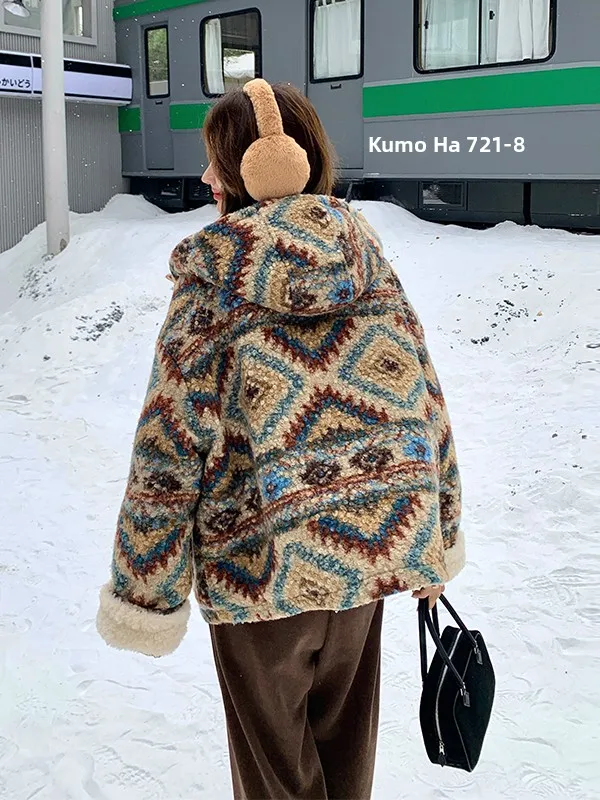 Retro Anti-Aging Double-Sided Wear Warm Lamb Fur Jaet Women ort Sle Autumn Winter New Thiened Fluffy Lamb Velvet Coat