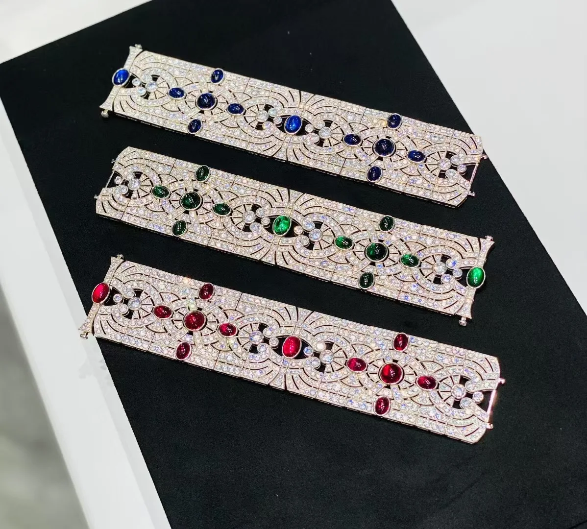 925 sterling silver with cubic zircon bracelet width fine women jewelry luxury green blue red color MIYI