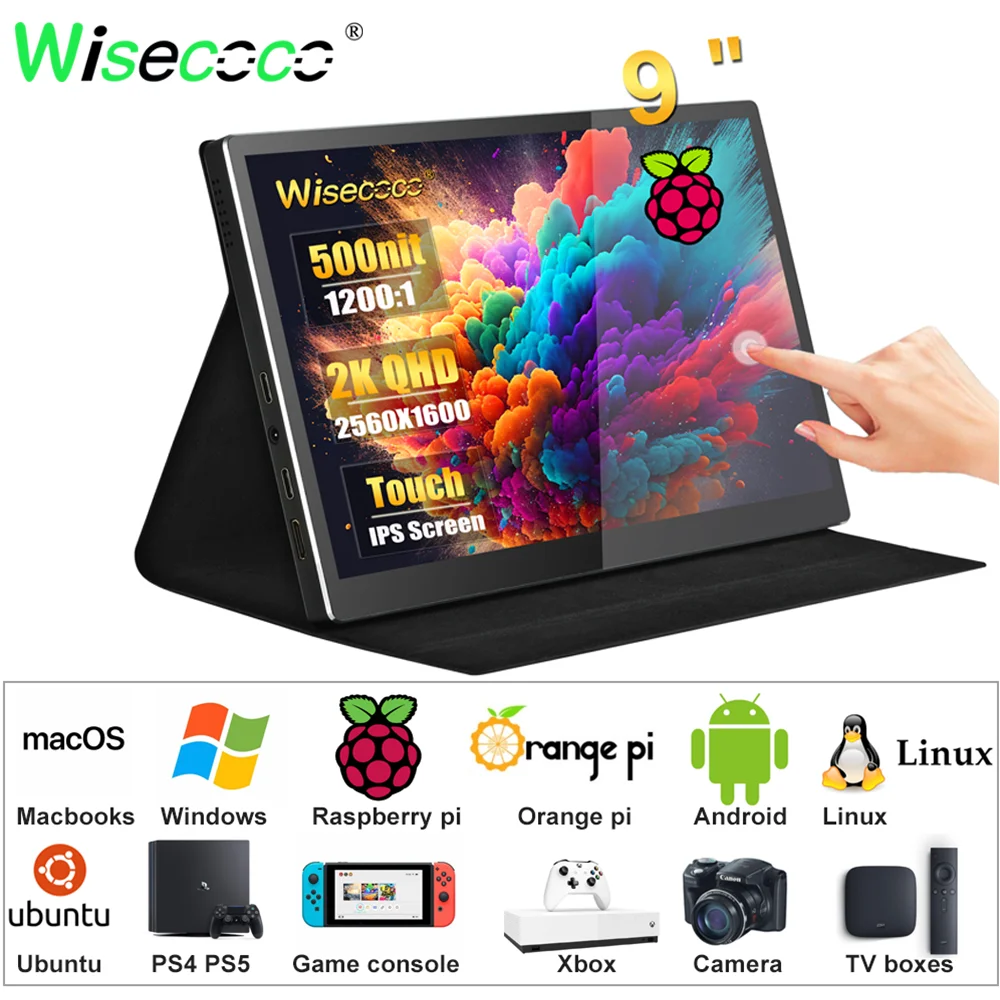 

Wisecoco 9 дюймов 2K портативный монитор Macbook для ПК Raspberry Pi ноутбук PS4 Xbox игровая консоль Android TV Box вторичный монитор