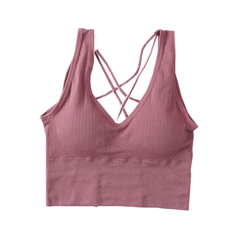 New Beauty Back Sports Bra Women Cross Back Sexy Breathable Athletic Fitness Running Gym Vest Tops Sportswear Crop Push up Top