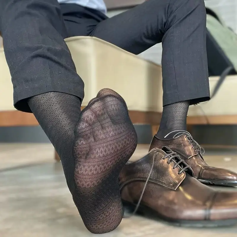 

Nylon Socks Fine Dress Socks Short Socks Daily Diamond Shape Patterned Jacquard Socks Soft