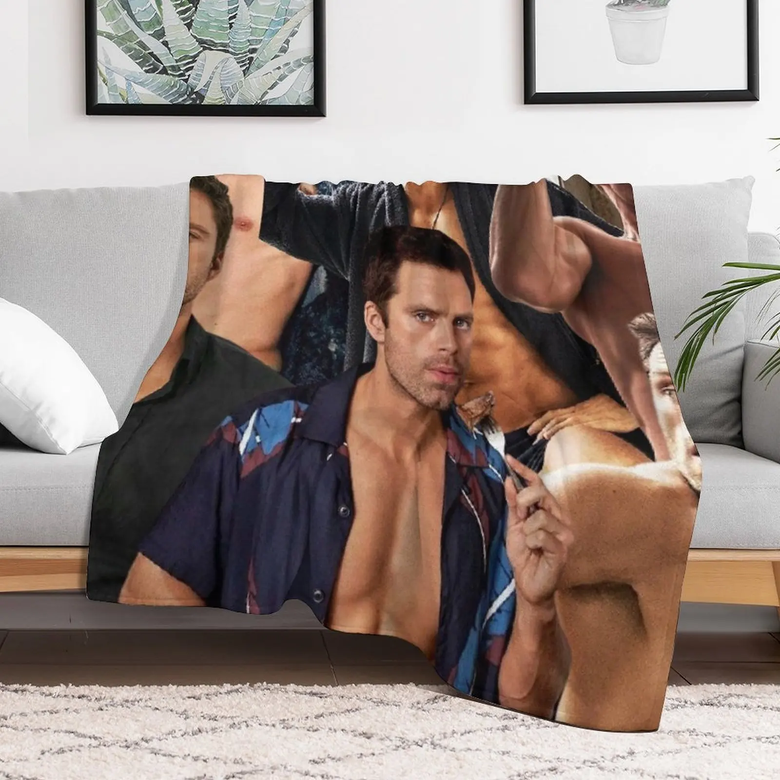 Sebastian Stan collage Throw Blanket Bed covers Decorative Sofa For Sofa Thin Soft Big Blankets