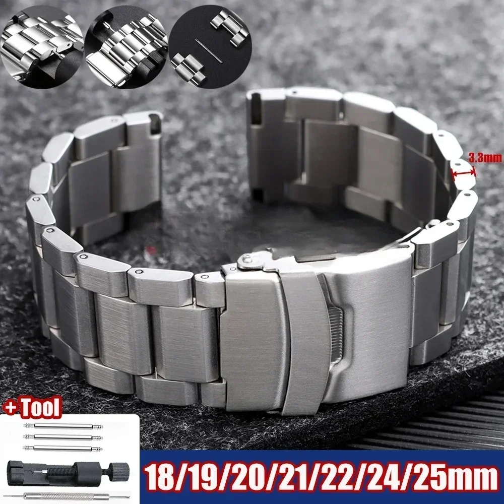 Cinturino per orologio in acciaio inossidabile massiccio di lusso, bracciale universale per Seiko, 18mm 19mm 20mm 21mm 22mm 24mm 25mm, accessori per orologi