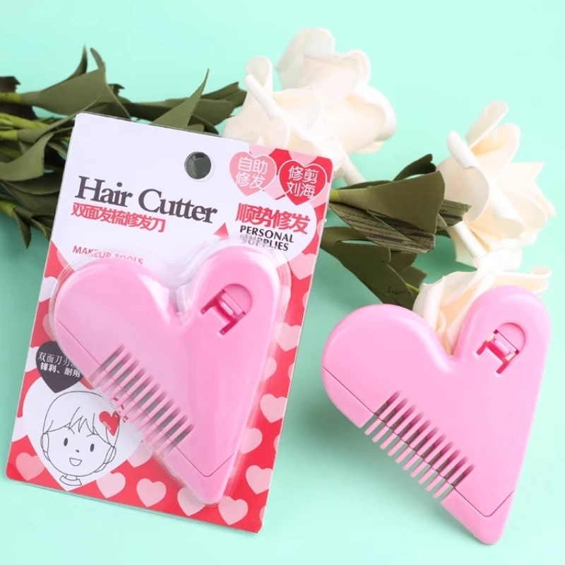 Cute Heart Hair Trimming Comb - DIY Bangs Cutter for Women & Kids - Home Hair Thinning Scissor (Adult/Child Use)