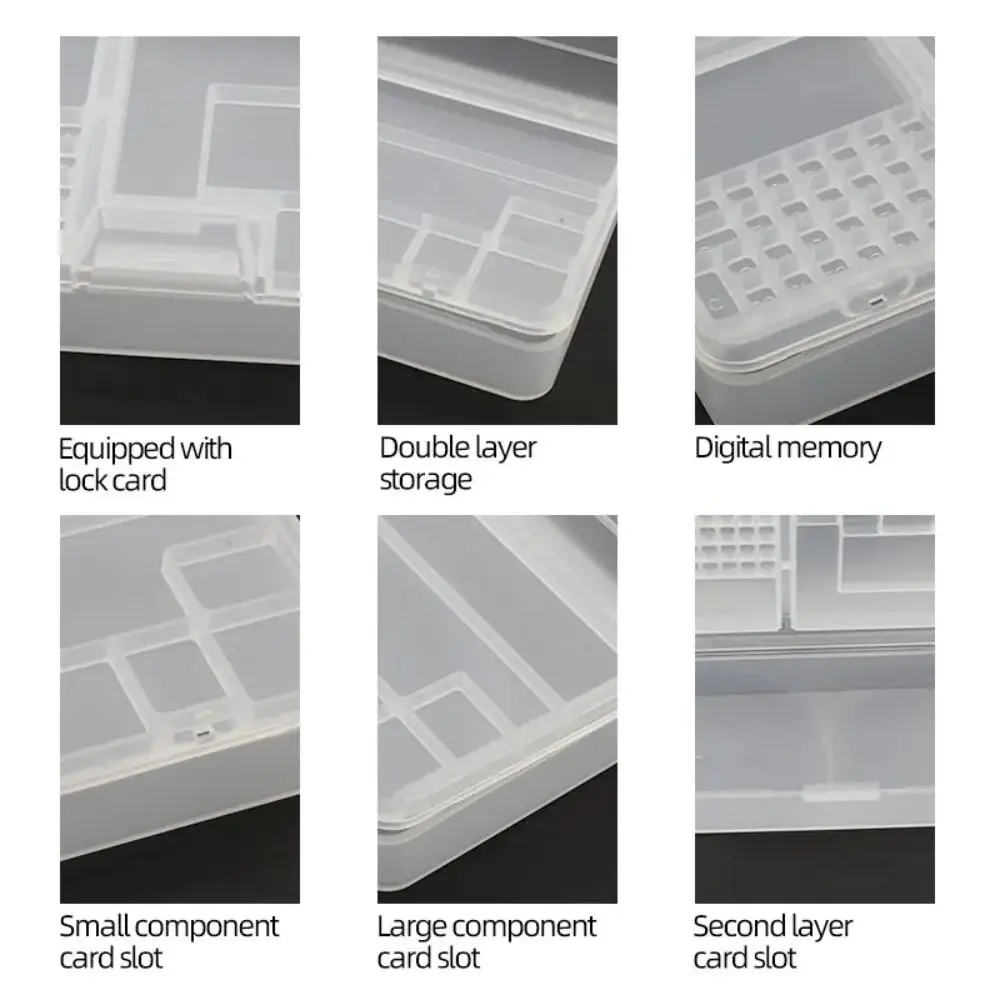 Transparent Electronic Components Storage Box 2 Layer Tool Classification Grid Phone Repair Module Organizer Compartment
