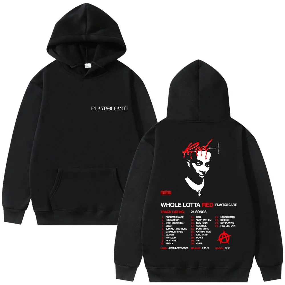 Rapper Playboi Carti Album Whole Lotta Red Hoodie Men Women Fashion Vintage Pullover Hoodies Male Hip Hop Oversized Sweatshirt