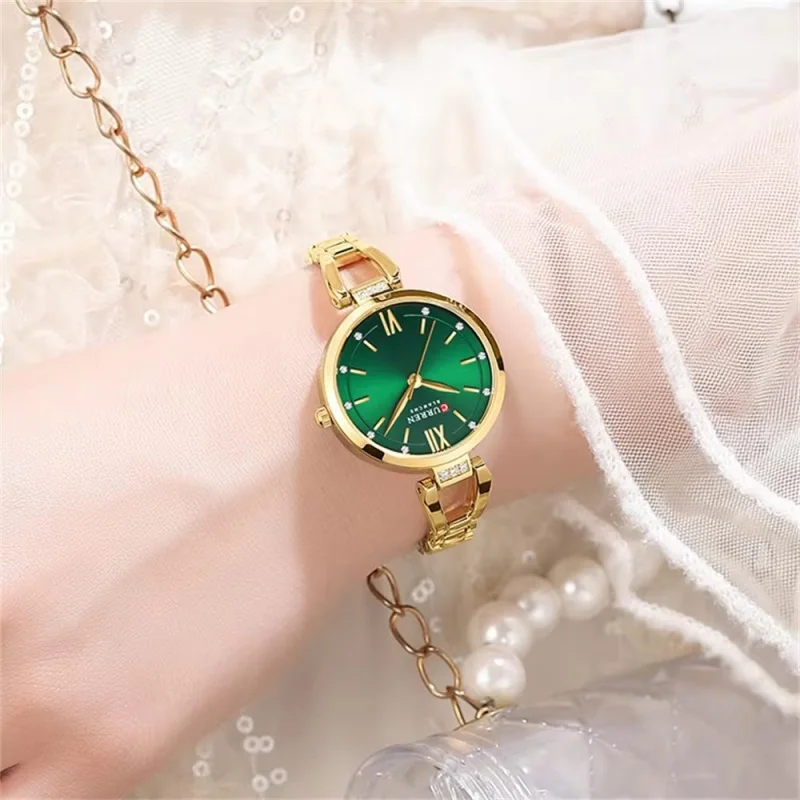 CURREN 9092 Quartz Watches Women Elegant Bracelet Stainless Steel Strap Rhinestone Fashion Ladies Simple Watch Gifts reloj mujer