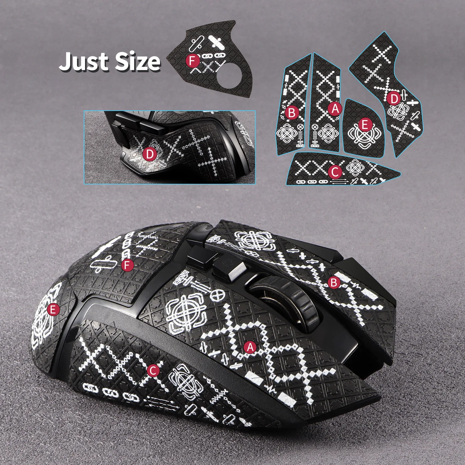 Mouse Grip Tape sticker for Logitech G502 Lightspeed / G502 HERO Mouse Anti Slip Skin Self-Adhesive,Pre-Cut,Sweat-Resistant