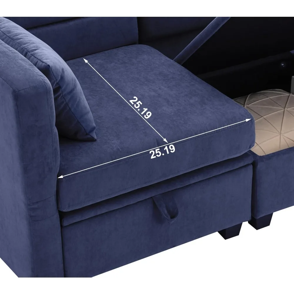 Canapé de rangement modulaire en tissu sans accoudoirs, canapé sectionnel central avec dossier inclinable, 25,19 x pour sièges confortables