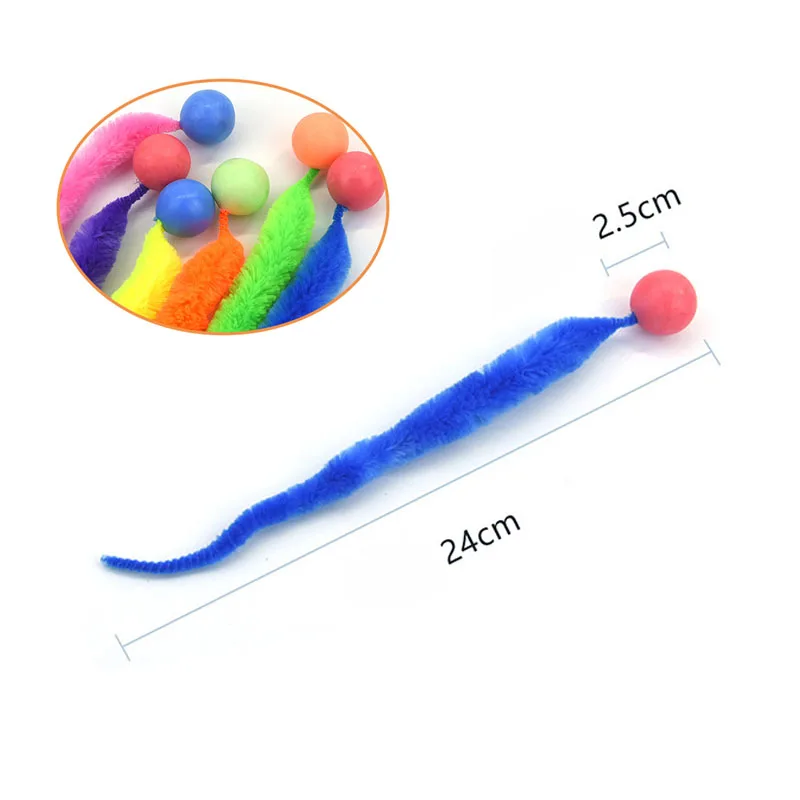 Cat Worm Toy Wiggly Balls Cat Toys Cat Chewing Toys Bouncy Ball Kitten Bite Playing Plush Toys Cat Interactive Toy