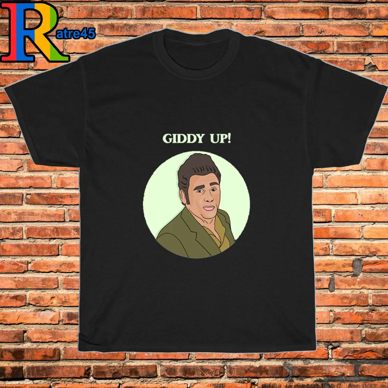 New SEINFELD KRAMER Giddy Up Logo Black/Grey/White/Navy Size S-3XL