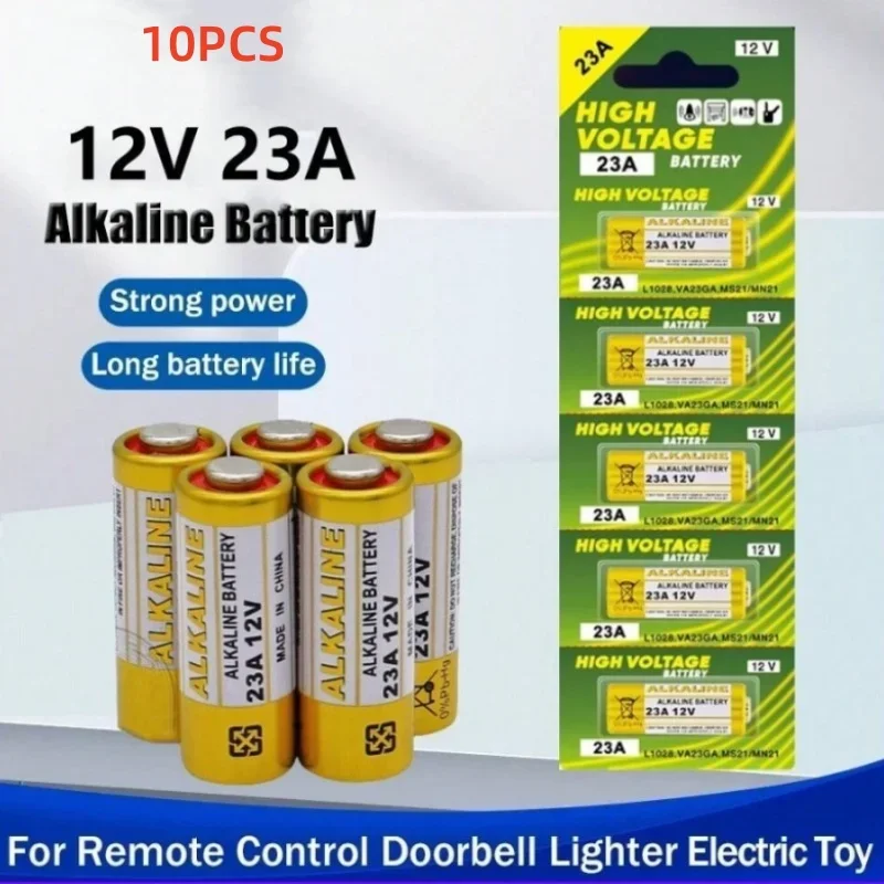 10PCS 27A 12V Alkaline Battery 23A Dry battery for Doorbell Car Keys Calculators Remote Controls