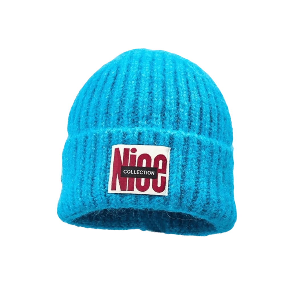 Fashion Letter Embroidery Knitted Woolen Hat Thickened Windproof Skullies Cap Keep Warm Ear Protection Hat for Student Girls
