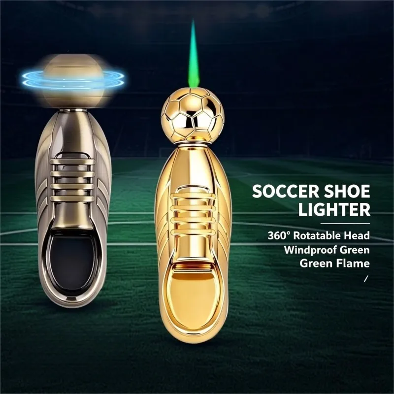 Rotatable Football Shoe Shaped Windproof Refillable Butane Gas Lighter Creative Fidget Stress Relief Toy Unique Mens Smoking Acc