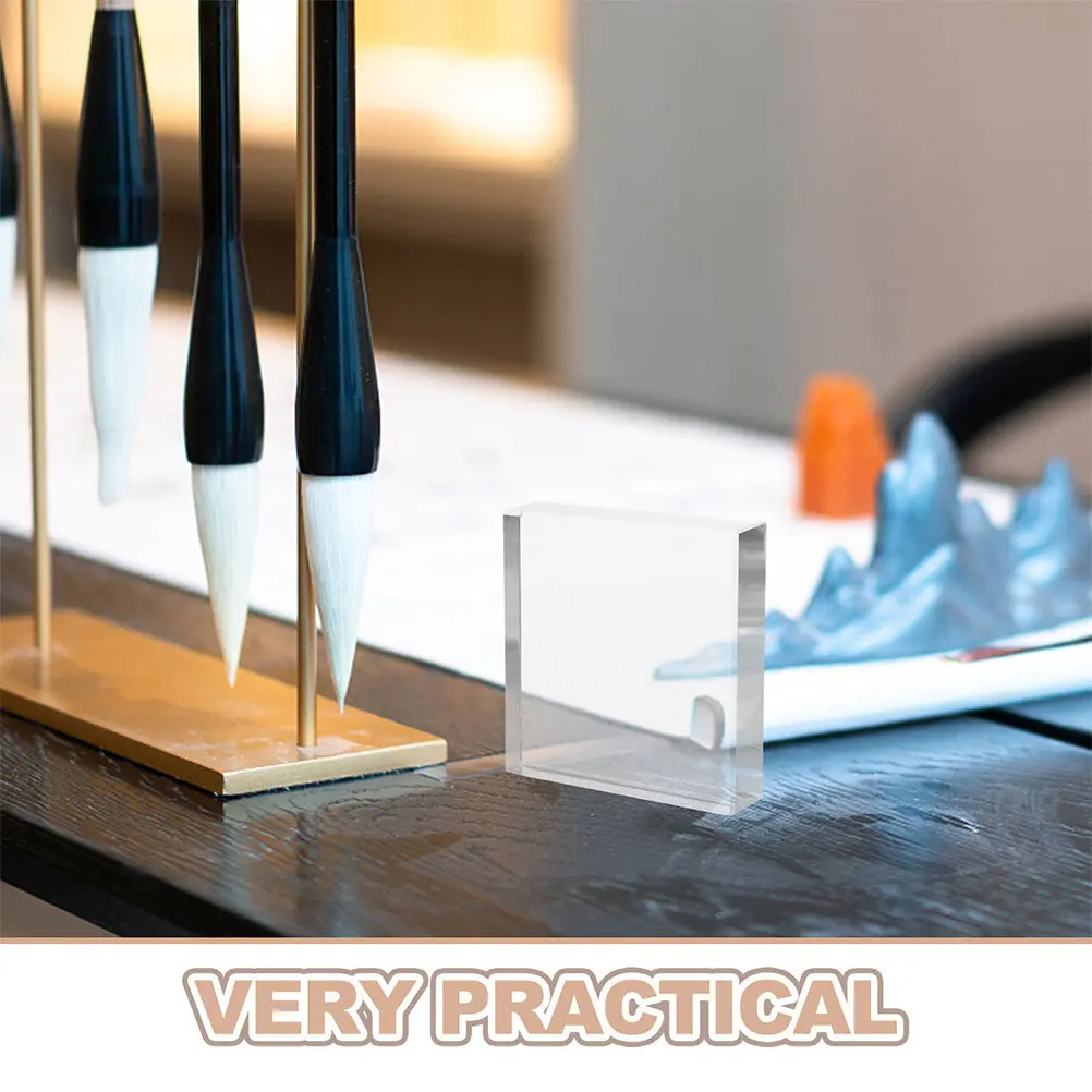Clear Square Paperweight Hand Crafted Elegant Desk Ornament Office Decor Art Calligraphy Block Decorative Weight