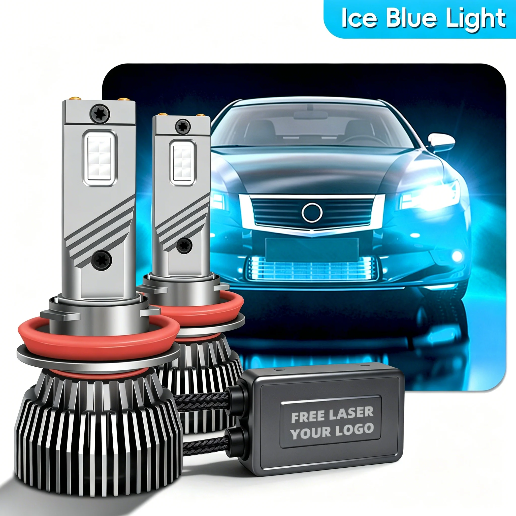 

12V 65W 8000K Ice Blue LED Headlight Bulbs Fog Lamp H1 H3 H7 H8 H9 H11 H16 HB3 HB4 HIR2 9005 9006 9012