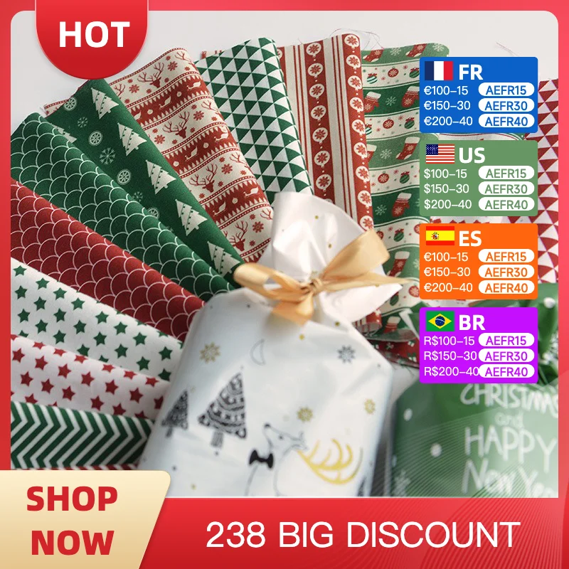 

Pure Cotton Digital Printing Christmas Flower,60S Manual DIY Home Decorate Fabric, Pillow Book, Clothes,Christmas Theme, Manual,