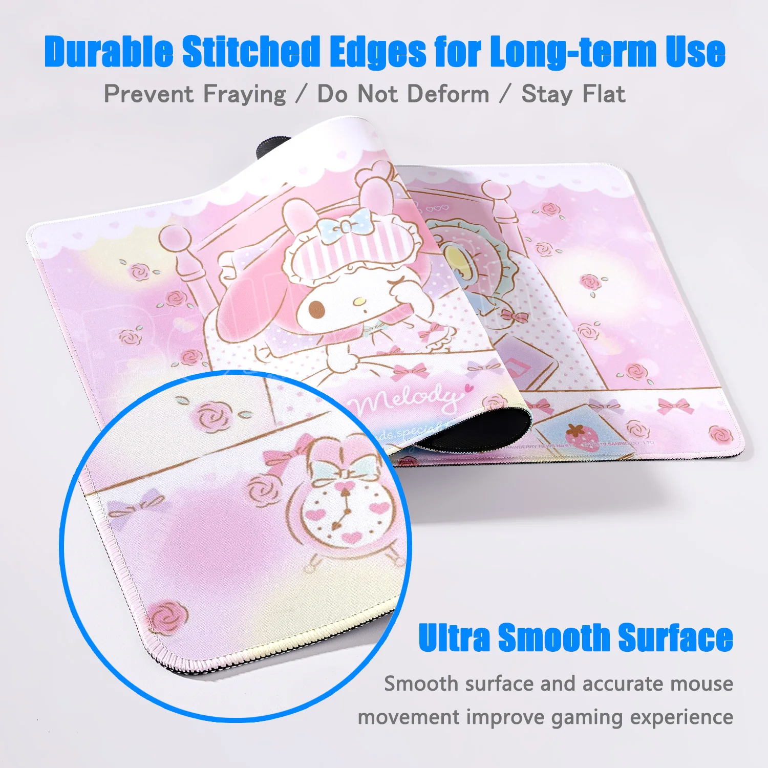 Pink Kawaii Mouse Pad PC My Melody Keyboard Rug Laptop Gamer Cabinet Natural Rubber Mousepad XXL Anime Desk Mat For Girl Gift